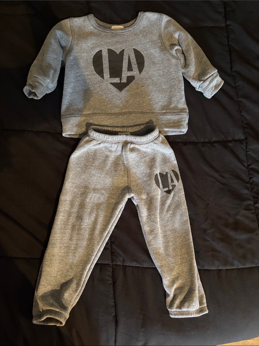 Bloomingdale's Grey Kids Sweatshirt & Jogger Set with Heart Logo